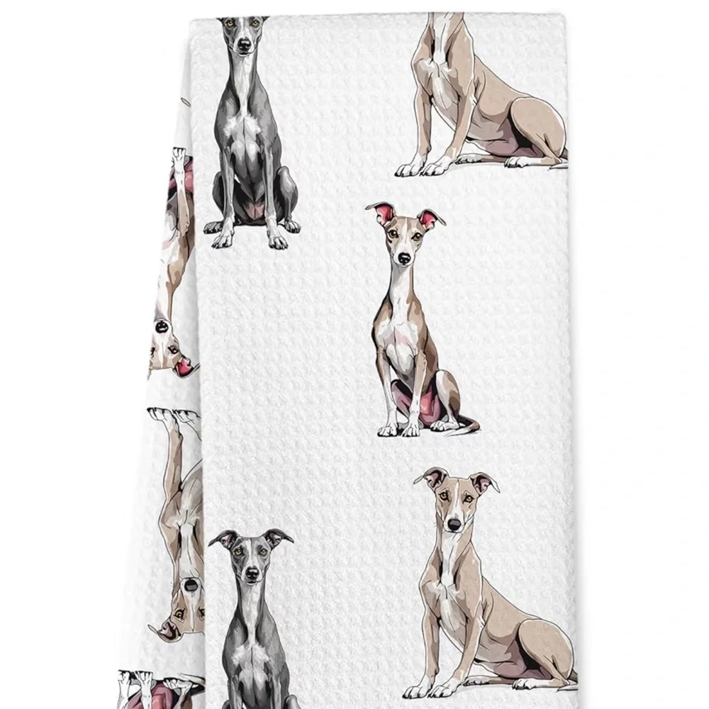 NWT/SET of TWO/DOG LOVERS/Greyhound Kitchen/Tea Towels/W-16 X L-24 Inches